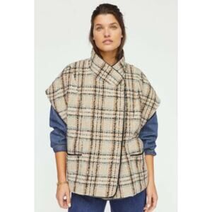 Anthropologie Anderson & Lauth Taupe‎ Plaid Capelet OS